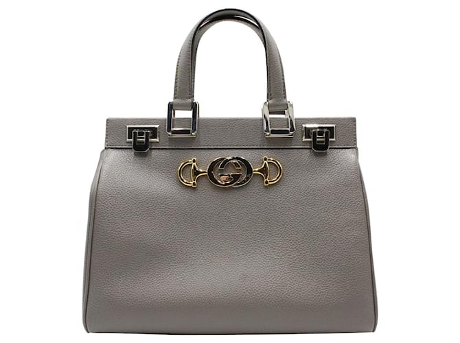 Gucci Small Zumi Top Handle Bag in Grey Leather  ref.990074