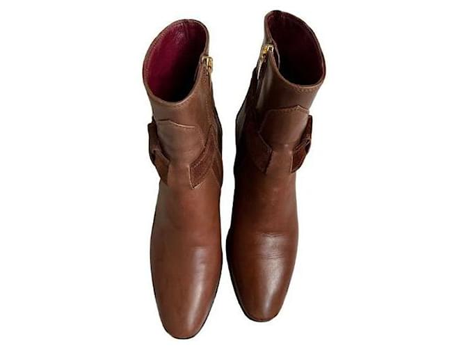 Sergio Rossi ankle boots Brown Leather  ref.990248
