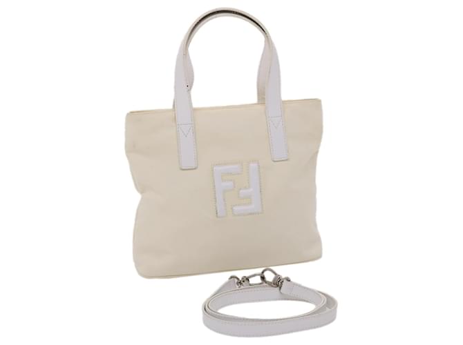 FENDI Hand Bag Nylon 2way White Auth bs6739  ref.990385
