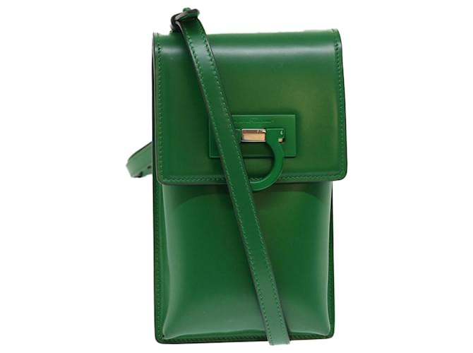 Salvatore Ferragamo Gancini Shoulder Bag Leather Green Auth 47390  ref.990409