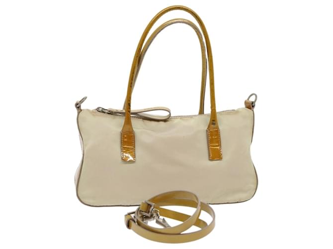 Prada Hand Bag Nylon 2way Shoulder Bag Beige Auth cl637  ref.990480