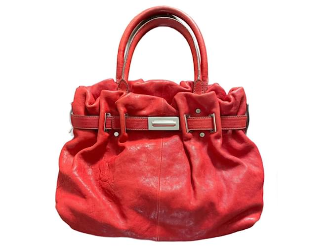 Lanvin Bolsos de mano Roja Hardware de plata Cuero  ref.990608