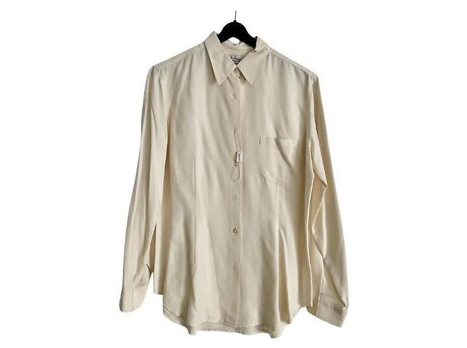 Autre Marque Camicia Caractère in seta ecru pesca Bianco Bianco sporco