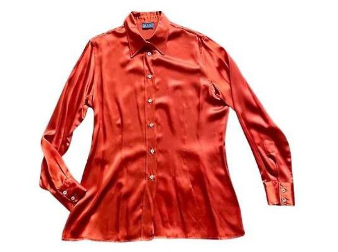 Autre Marque Seidensatin Bluse Orange Paprika