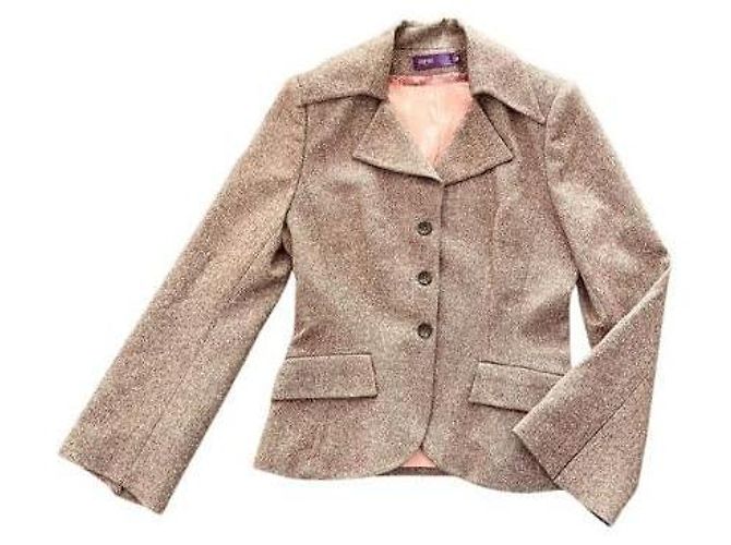 Autre Marque Chaqueta entallada Arayal de lana y seda burdeos Beige