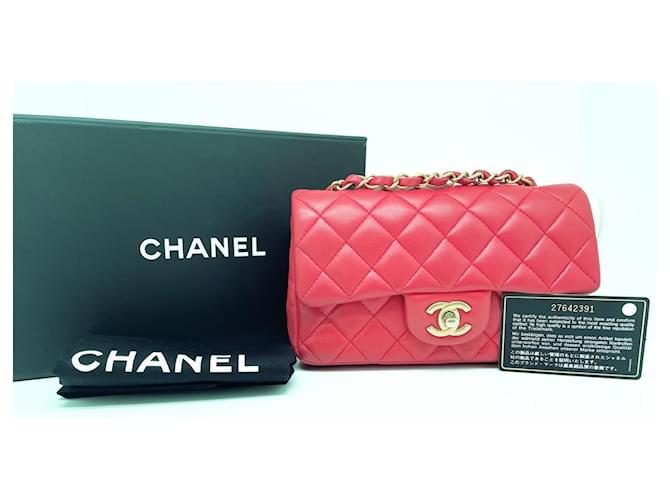 Stunning Chanel Timeless Mini Flap shoulder bag in Red quilted