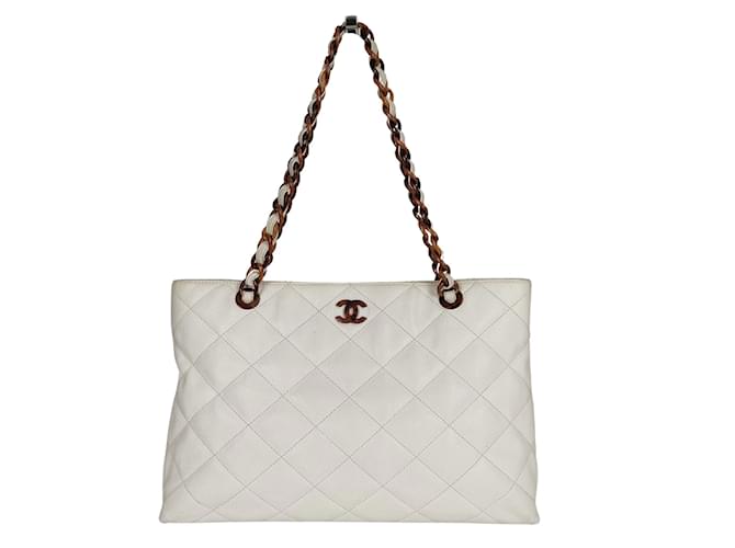 Chanel Chanel Shoulder Bag Shopping Tote in white Caviar leather ref.990777  - Joli Closet