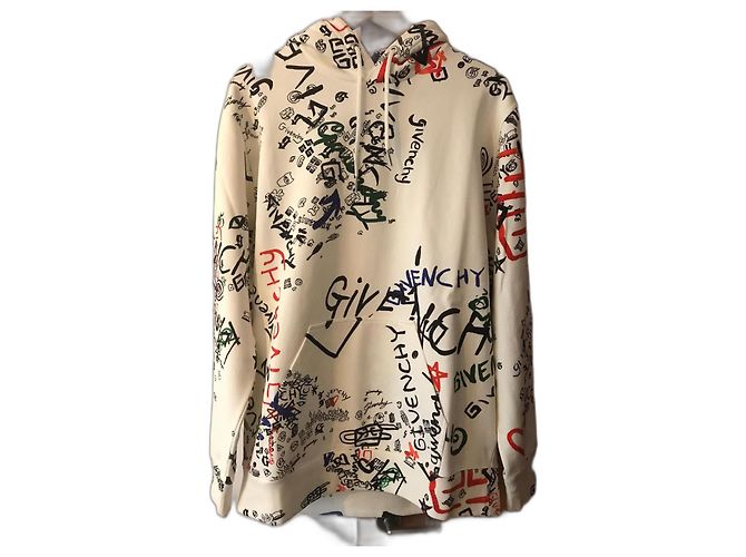 Givenchy Cremefarbener Graffiti-Hoodie