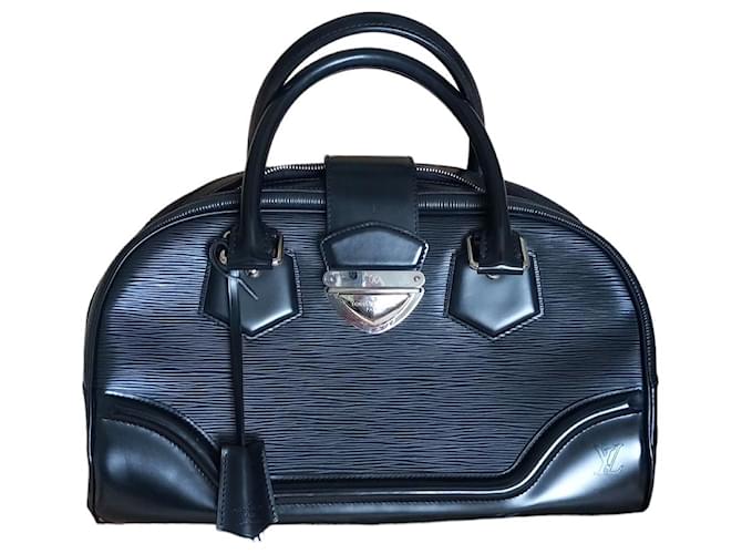 Authentic Louis Vuitton Purple EPI Leather Montaigne GM Bowling Handbag Bag