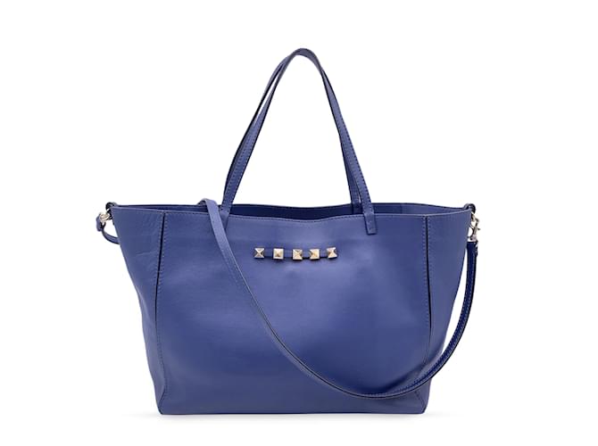 Valentino Garavani Blue Leather Rockstud Tote Shoulder Bag  ref.990864