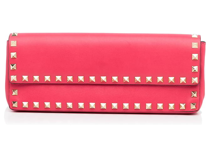 Valentino Pink Rockstud Flap Bracelet Leather Clutch bag Pony