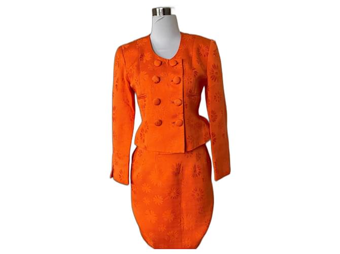Dior Skirt suit Orange Coral Cotton Rayon  ref.991037