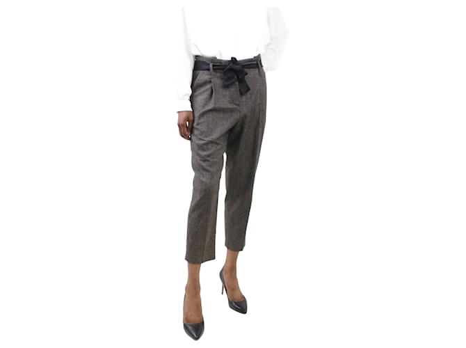 Brunello Cucinelli Brown check wool-blend trousers - size US 2  ref.991057