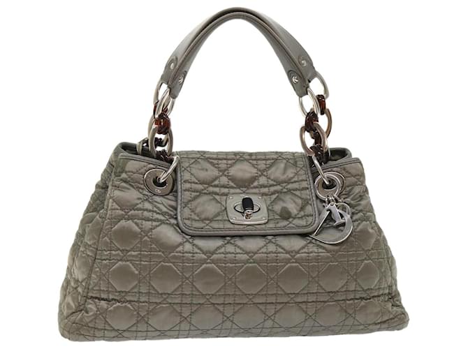Christian Dior Canage Hand Bag Nylon Gray Auth bs6669 Grey  ref.991137