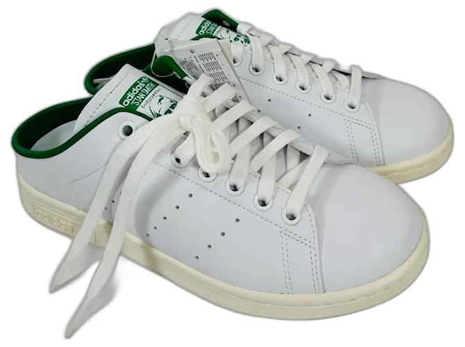 Adidas Mulas Branco Verde Sintético  ref.991375