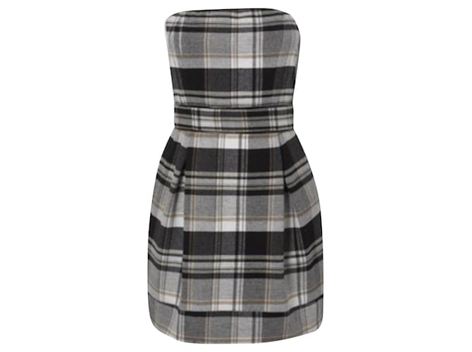 FRENCH CONNECTION Womens Black Grey Plaid Tartan Checked Wool Dress UK 8 White  ref.991380