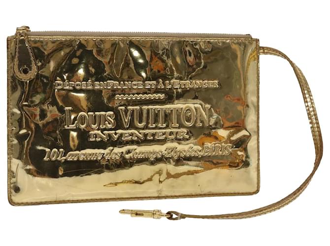 LOUIS VUITTON Monograma Miroir Pochette Plat Clutch Bag Ouro M95278 auth 47184 Dourado  ref.991396