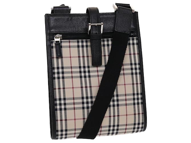 BURBERRY Nova Check Shoulder Bag Canvas Beige Black Red Auth yk7666b Cloth  ref.991435