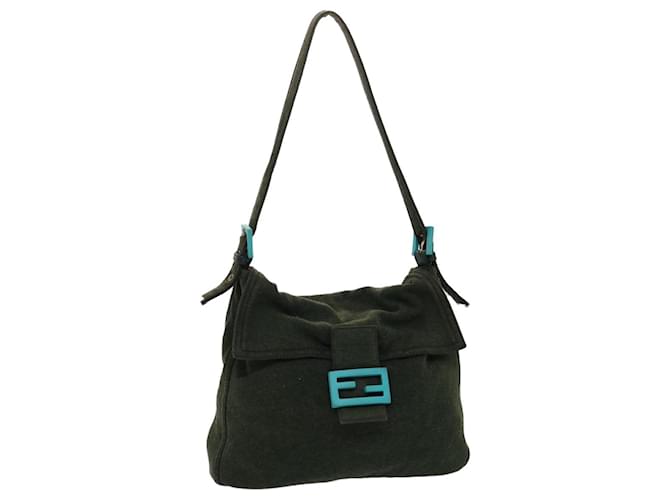 FENDI Mamma Baguette Shoulder Bag cotton Green Auth ar9820  ref.991455