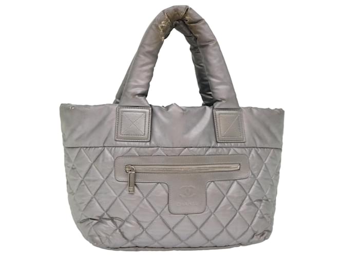 CHANEL Cococoon Hand Bag Nylon Silver CC Auth bs6708 Silvery  ref.991466