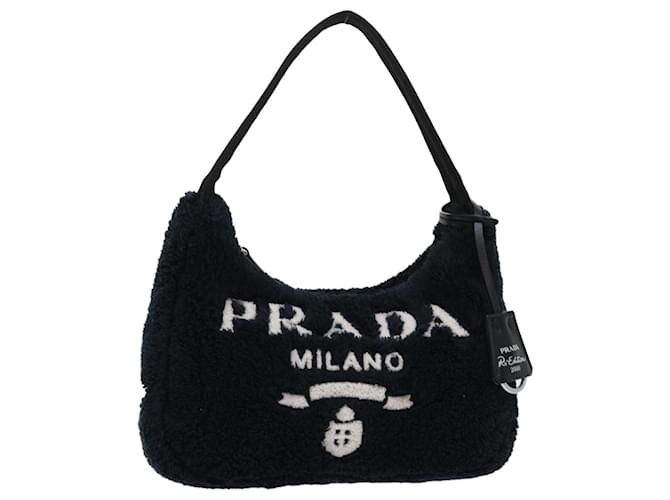 PRADA Terry Hand Bag Re Edition 2000 black White 1NE515 auth 47189a Cotton  ref.991488