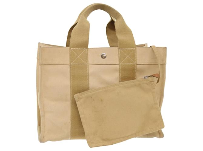 HERMES Bora Bora PM Tote Bag Canvas Beige Auth ki2630