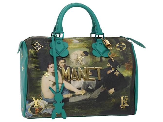 LOUIS VUITTON Masters Collection MANET Speedy 30 Hand Bag M43304 LV Auth 47433a Green  ref.991498