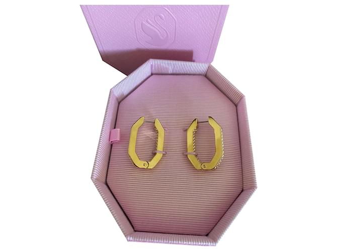 Swarovski Dextera hoop earrings Golden Metal  ref.991511