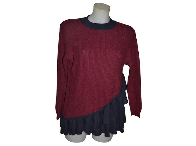 Asos Pullover dunkelrot und dunkelblau Wolle Viskose Nylon Bordeaux