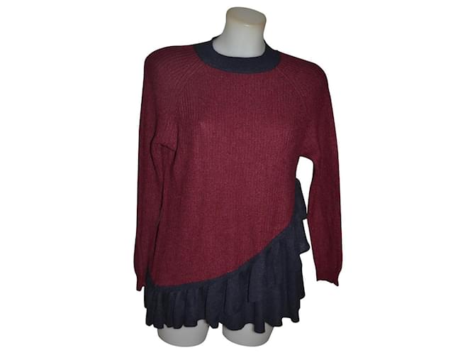 Asos Little sweater Dark red Dark blue Wool Viscose Nylon  ref.991522
