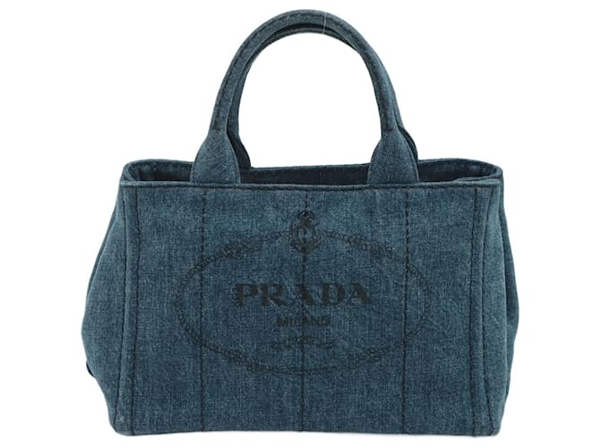 Prada 2-Way Denim Canvas Tote Bag Blue  ref.991529