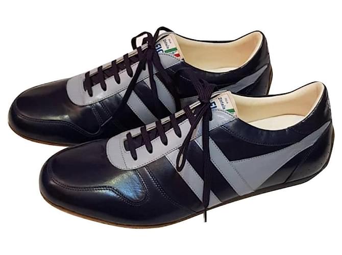 Silvano Lattanzi Sneakers with laces Navy blue Turquoise Leather  ref.991543