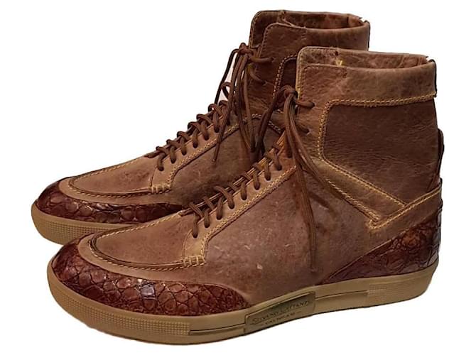 Silvano Lattanzi sneakers montantes Cuirs exotiques Marron clair  ref.991554