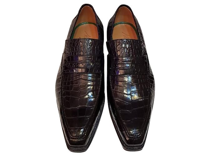 Silvano Lattanzi Alligator slipper Dark blue