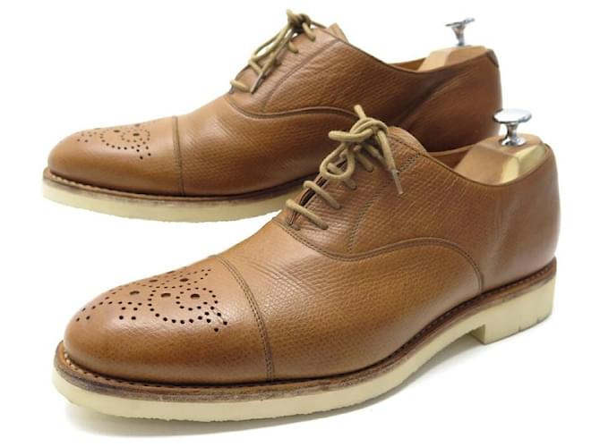 HESCHUNG LAURIER SHOES 7.5 41.5 FLOWER TOE OXFORD IN GRAINED LEATHER Brown  ref.991745