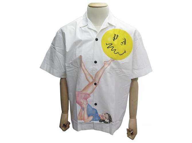 NUOVA CAMICIA PALM ANGELS PIN UP PMGA087R21afab00101 M 48 Camicia bianca in cotone Bianco  ref.991829