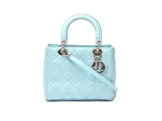 Cannage Leather Lady Dior Blue Pony-style calfskin  ref.991889