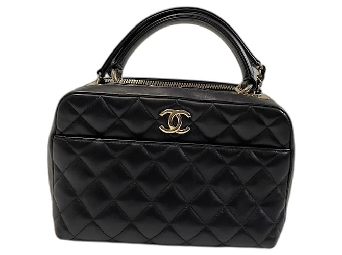 Authentic Chanel Black Patent Quilted Medium Just Mademoiselle Bowling –  Paris Station Shop