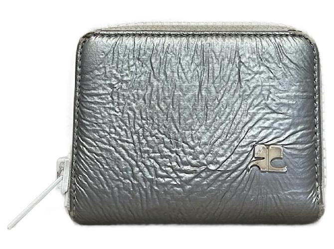 COURREGES  Wallets T.  Vegan leather Silvery  ref.992673
