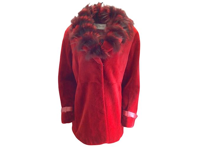 Guy Laroche Red Fox Fur Trimmed Shawl Collar Sheared Mink Fur Jacket  ref.992688