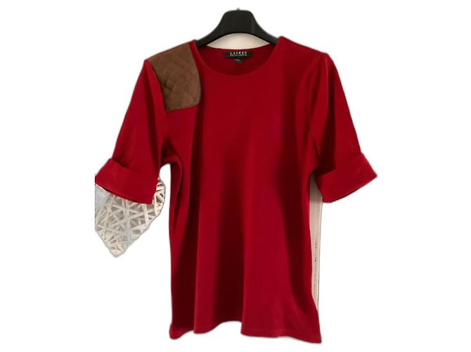 Maglia Ralph Lauren in cotone a coste rossa Rosso