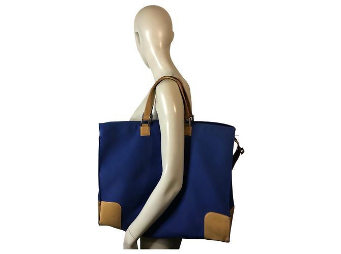 Bolsa bimaterial Le Tanneur Azul Camelo