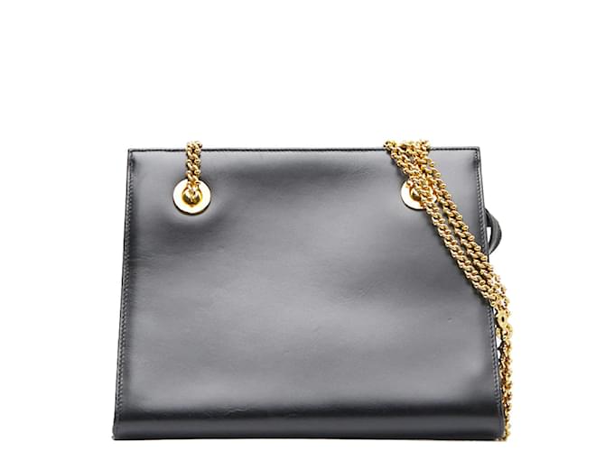 Tiffany & Co Leather Chain Shoulder Bag Black Pony-style calfskin  ref.992753