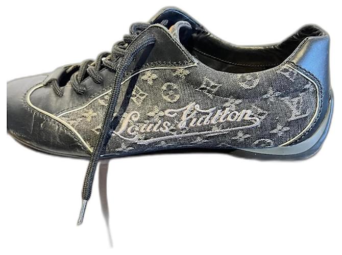 Louis Vuitton Sneakers Black Grey Dark grey Cotton Fur  ref.992768
