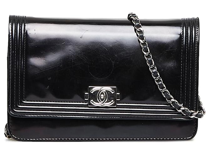 Chanel Black Patent Boy Wallet On Chain Leather Patent leather ref.992782 -  Joli Closet