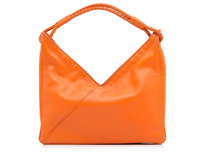 Sac à bandoulière Bottega Veneta orange à poignée tressée Cuir Veau façon poulain  ref.992792