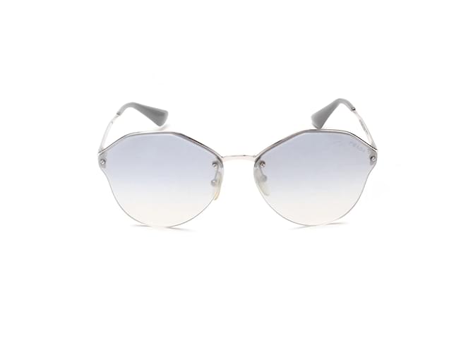 Prada Übergroße getönte Sonnenbrille SPR 64T Grau Metall  ref.993016