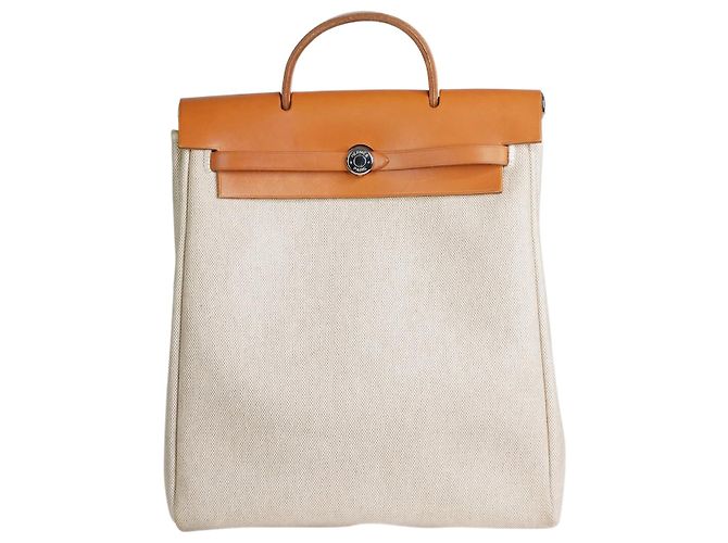 Hermès Neutral Toile Officier 28 Herbag Backpack