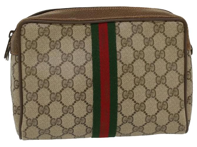 GUCCI GG Canvas Web Sherry Line Clutch Bag Beige Red Green 89.01.012 Auth ep1040  ref.993403