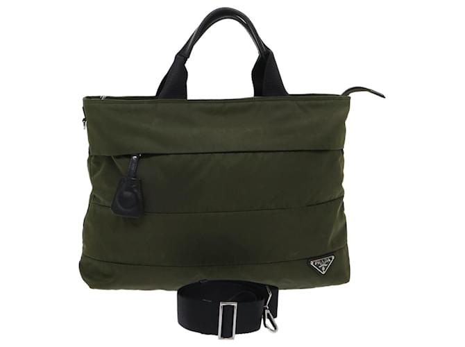 Prada Hand Bag Nylon 2way Shoulder Bag Green Auth ep1103  ref.993435
